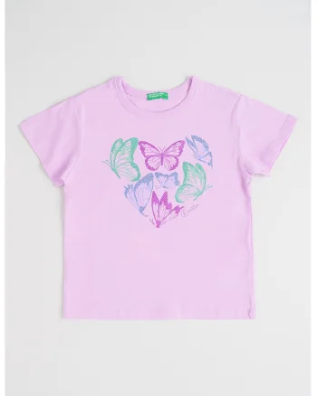 Tricou din bumbac cu imprimeu, Verde/Lila/Albastru