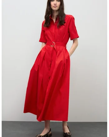 Rochie maxi evazata, Rosu