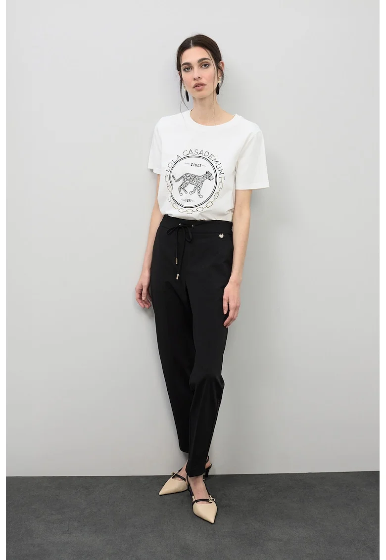 Tricou cu imprimeu grafic, Alb/Negru
