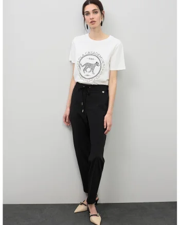 Tricou cu imprimeu grafic, Alb/Negru