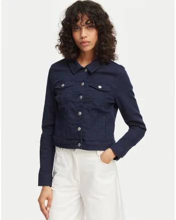 Geaca dama,  denim, bleumarin, bumbac/viscoza, maneca lunga