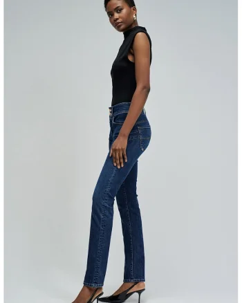 Blugi slim fit cu efect push-up, Albastru inchis
