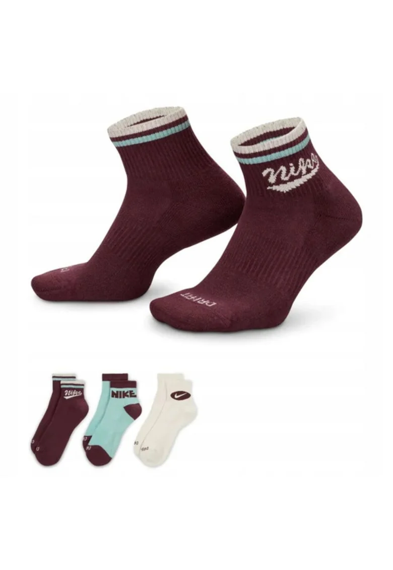 Sosete Sport,  HJ9340-904, Multicolor, Tehnologia Dri-Fit Asigura Uscare Si Confort, Amortizare Suplimentara La Mers Si Banda De Sustinere Pentru Stabilitate Si, Maro inchis