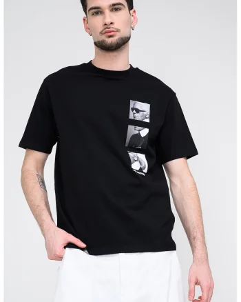 Tricou din bumbac cu imprimeu foto, Negru
