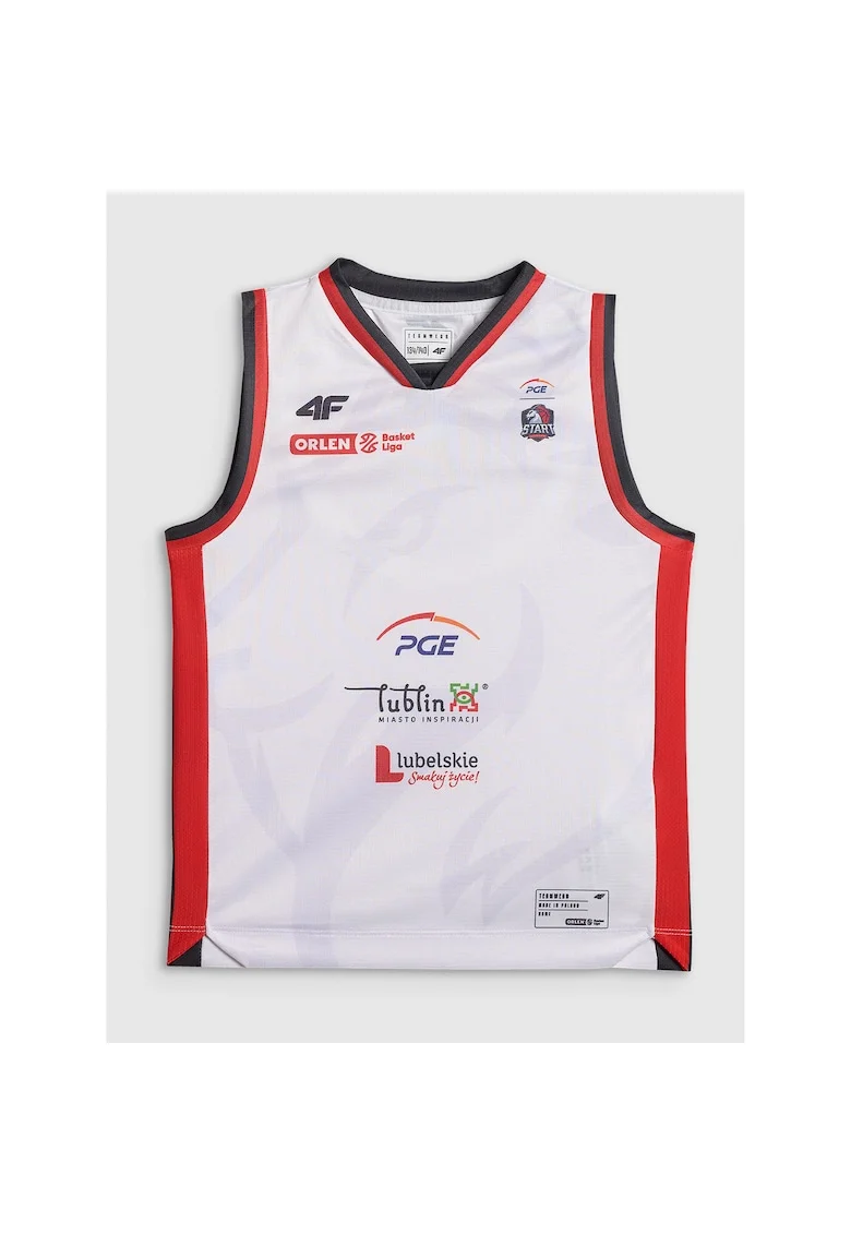 Tricou sport copii,  meci sezon 2025/26, alb, poliester