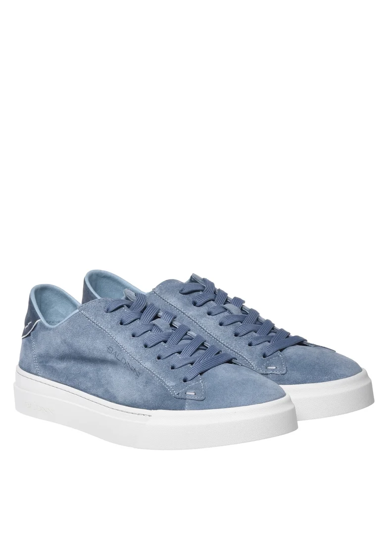 Pantofi sport low-cut de piele intoarsa, Gri/Albastru deschis