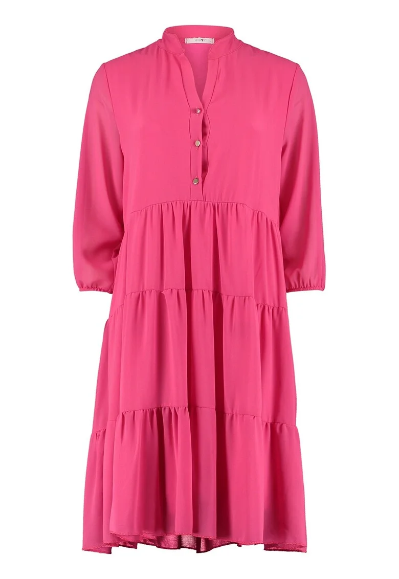 Rochie midi cu model stratificat, Fucsia