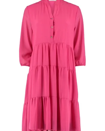 Rochie midi cu model stratificat, Fucsia
