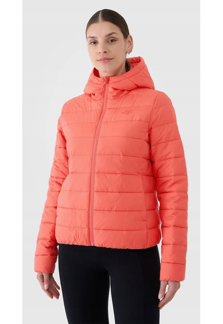 Geaca pentru dama  slim fit, matlasata, umplutura sintetica, poliester, rosu,