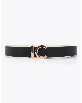 Curea ingusta reversibila cu catarama cu nit, Negru/Crem