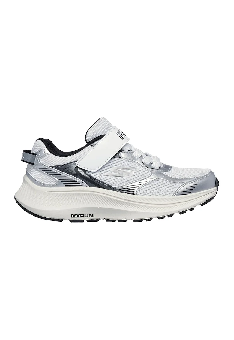 Pantofi sport din plasa cu garnituri din material sintetic Go Run Consistent 2.0, Alb/Argintiu