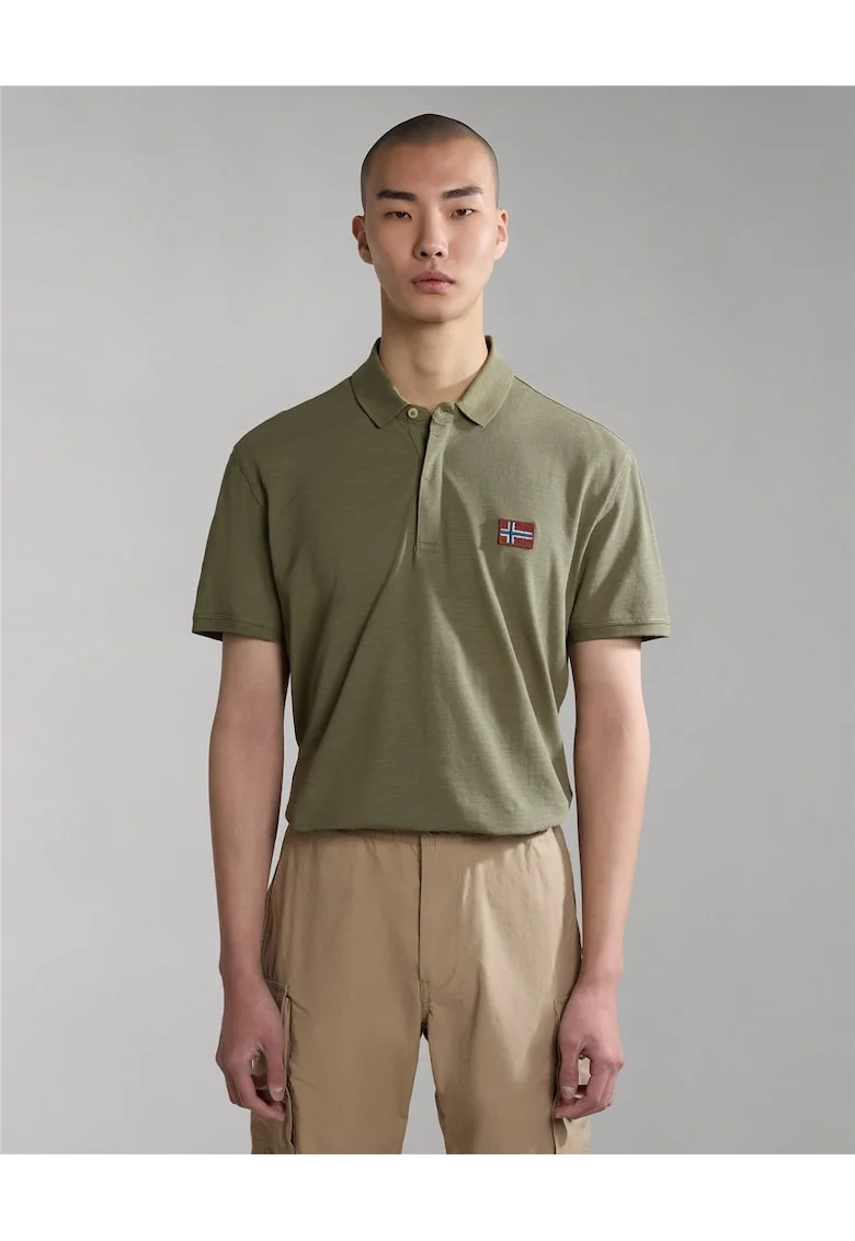 Tricou din bumbac piqué cu detaliu logo Ebea,