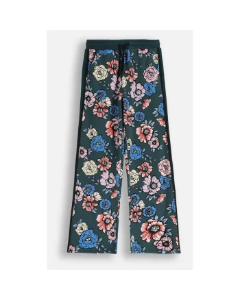 Pantaloni cu imprimeu floral si buzunare oblice,