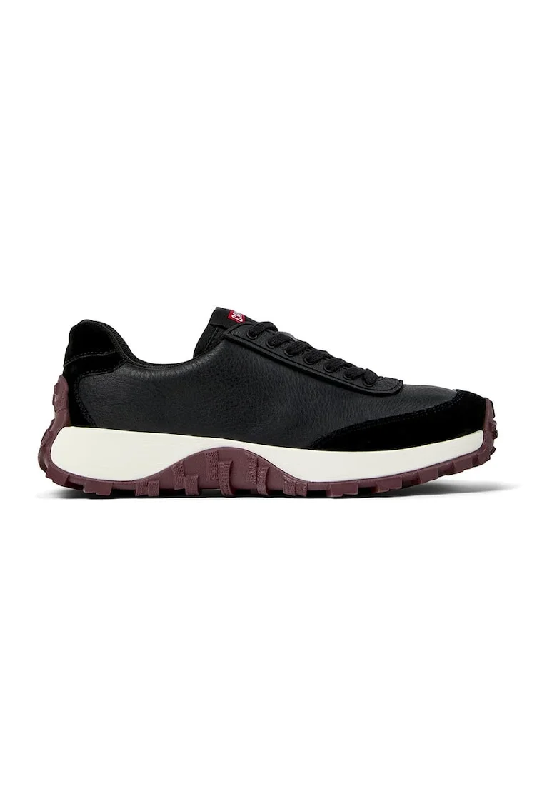 Pantofi sport Drift Trail de piele, Alb/Negru/Negru stins