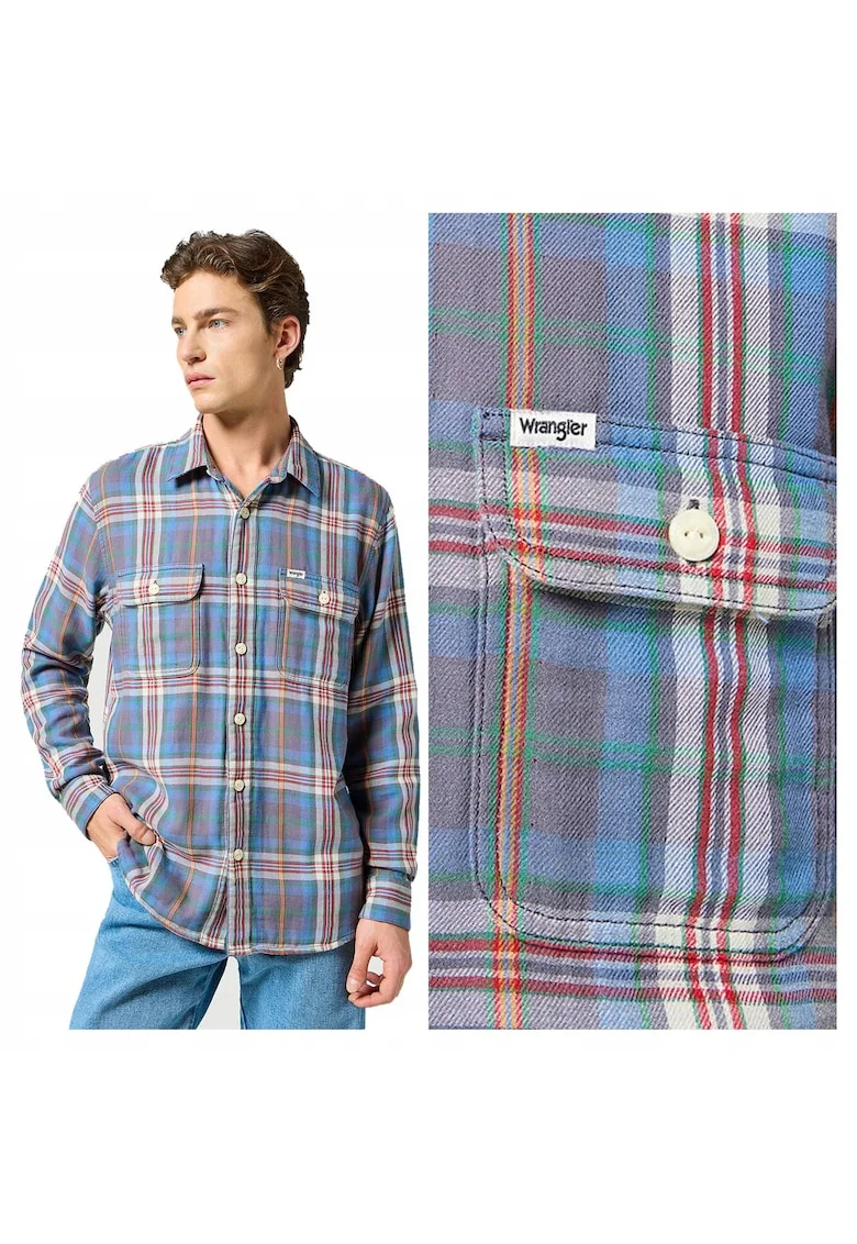 Camasa Barbati,  2 PKT Shirt, Regular Fit, Maneci Lungi,dwqfwq Cu Nasturi, Design Clasic, Bumbac, M, Multicolor, Multicolor