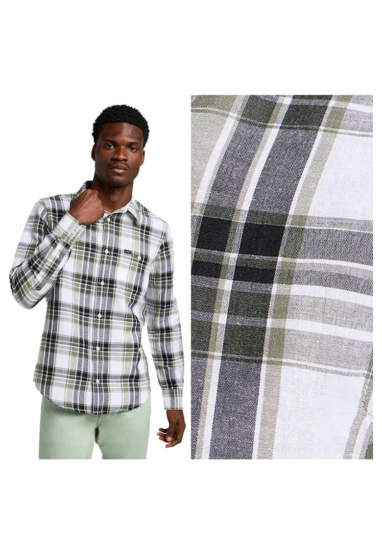 Camasa Barbati,  Leesure Shirt, Regular Fit, Maneci Lungi, Cu Nastuwqfwqri, Design Clasic, Bumbac, M, Verde, Verde