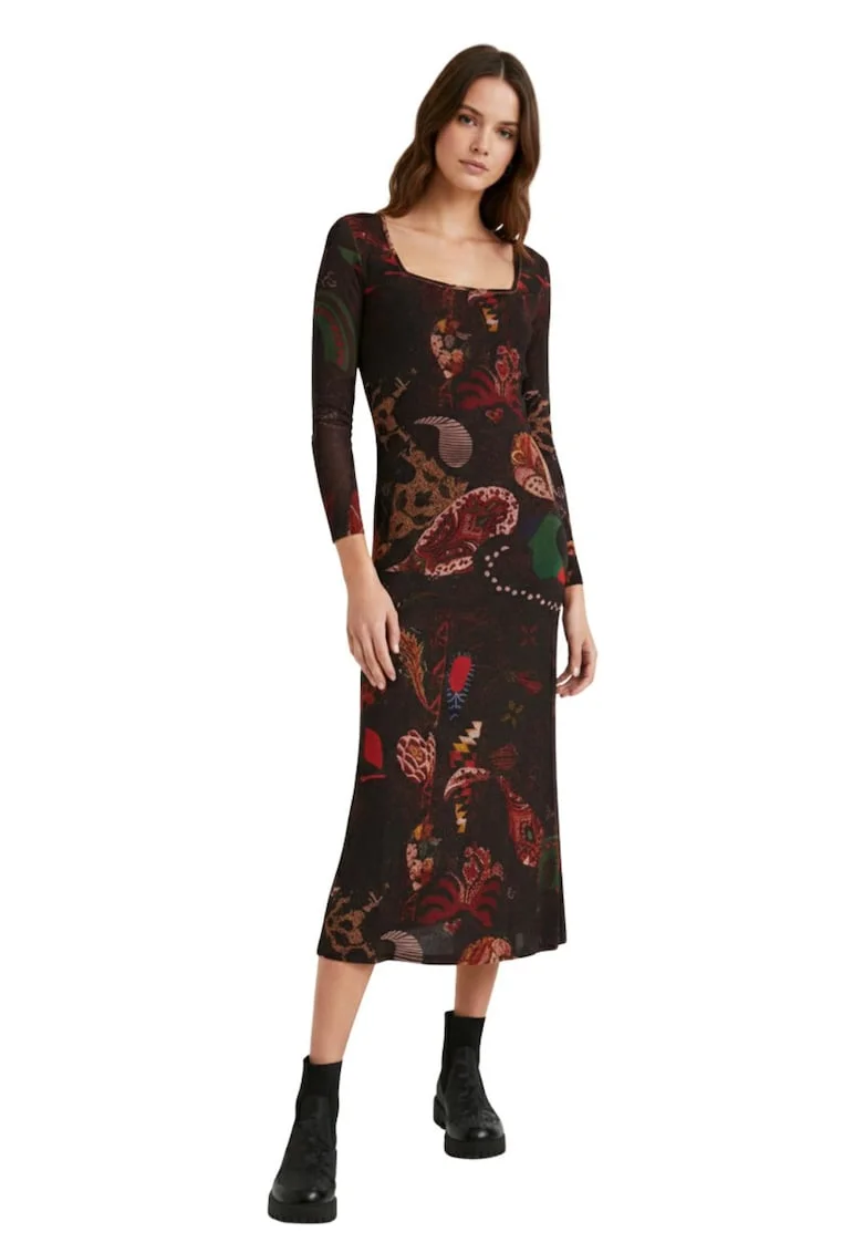 Rochie midi cu decolteu patrat Arkan