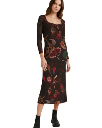 Rochie midi cu decolteu patrat Arkan