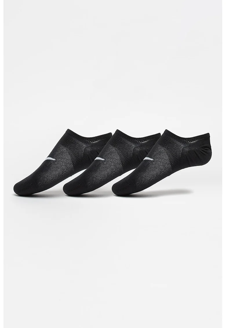 Set de sosete foarte scurte pentru fitness Everyday Plus - 3 perechi, Negru/Alb murdar