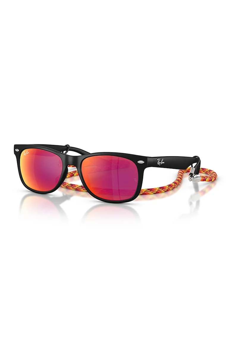 Ochelari de soare wayfarer cu logo discret, Midnight Black/Argintiu