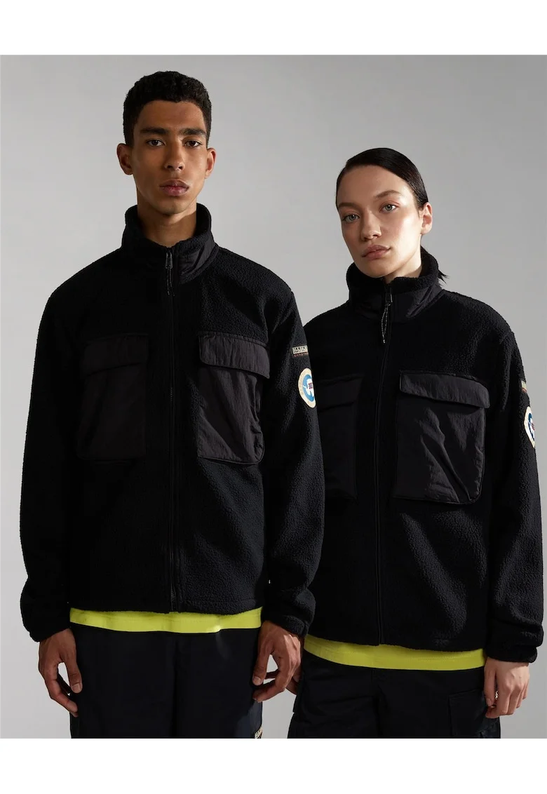 Bluza fleece unisex cu fermoar si buzunare pe piept Step,