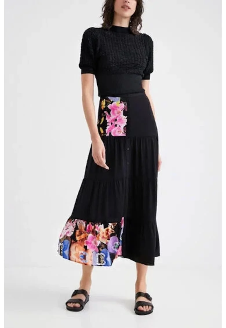 Fusta midi cu print florar,