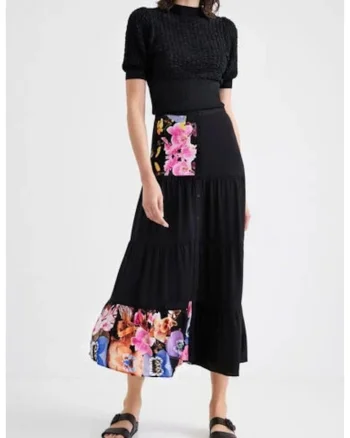 Fusta midi cu print florar,