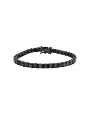 Bratara Tennis Argint, 4mm, pentru barbati,, Negru lucios