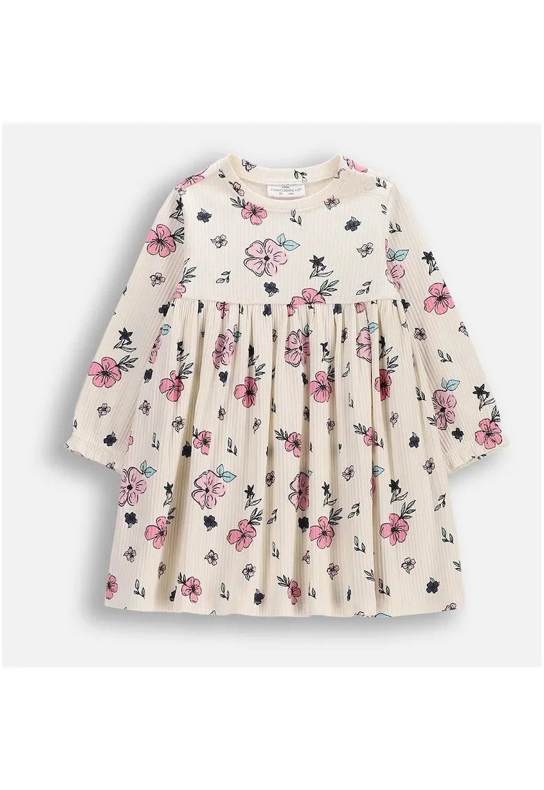 Rochie  floral, ecru, Ecru