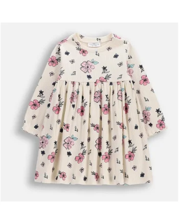 Rochie  floral, ecru, Ecru