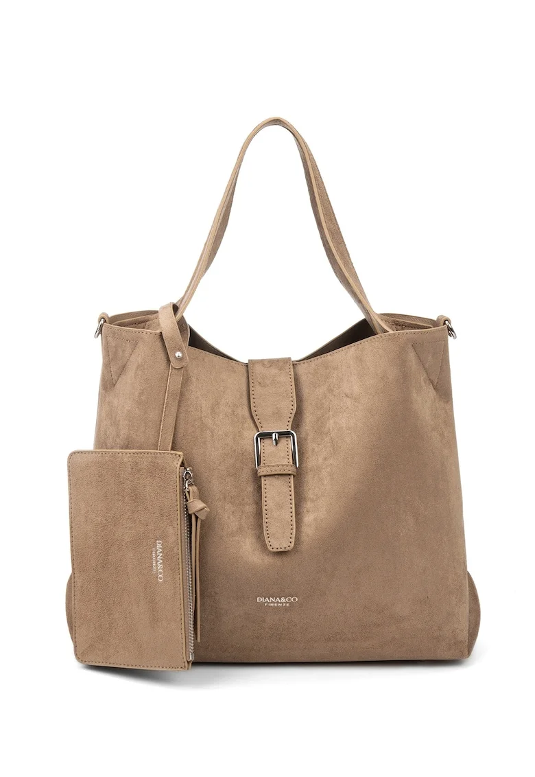Geanta tote cu etui Valoria Nova, Maro taupe