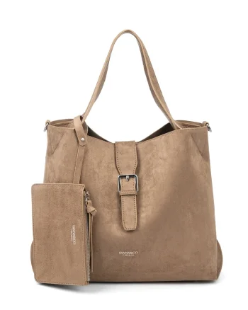 Geanta tote cu etui Valoria Nova, Maro taupe