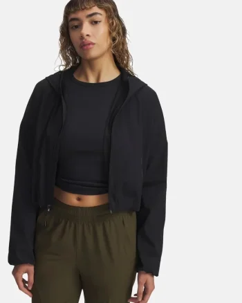 Jacheta crop cu gluga