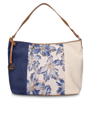 Geanta cu bareta de umar si model patchwork Alizé, Bleumarin