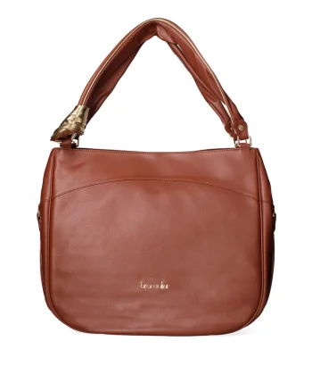 Geanta de piele cu bareta Celeste Chic, Maro