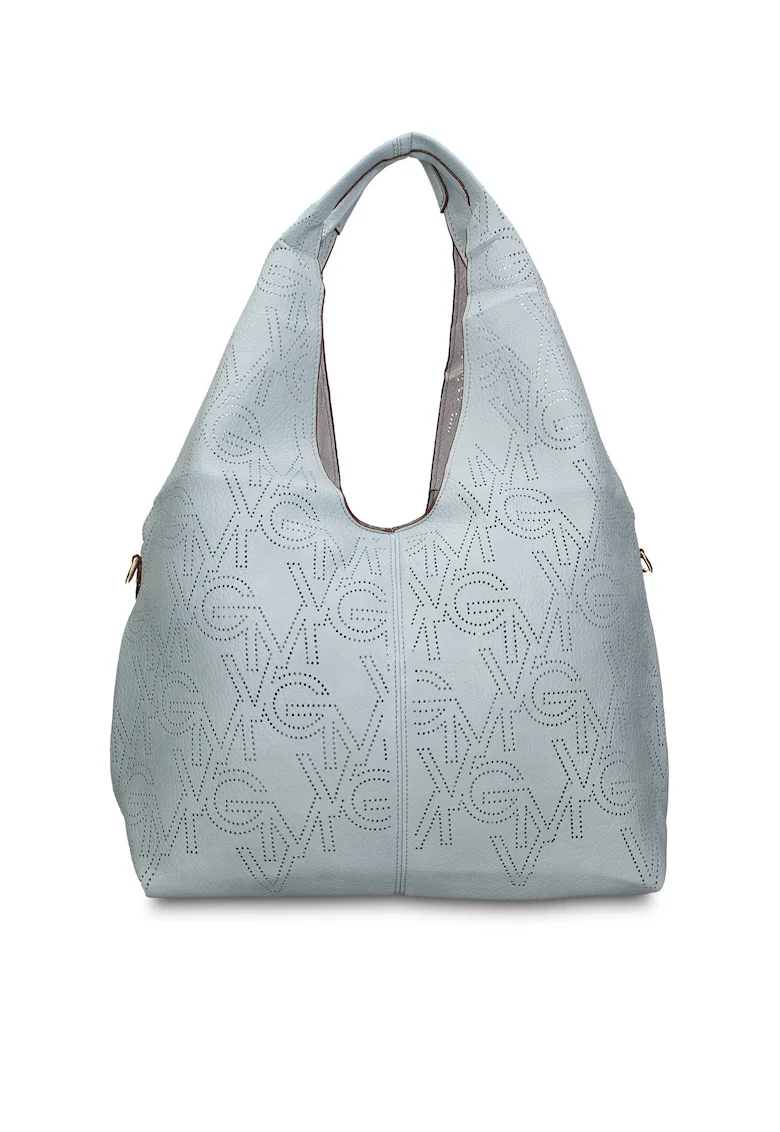 GianMarco, Geanta hobo de piele ecologica cu perforatii Aurelia Chic, Albastru deschis