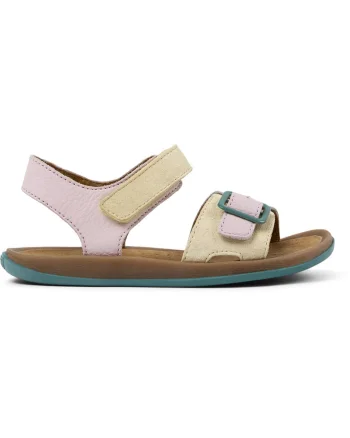 Sandale din piele nabuc Bicho Twins, Galben pal/Roz pal