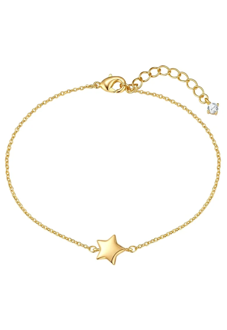Bratara placata cu aur de 14K si decorata cu talisman in forma de stea si zirconia, Auriu