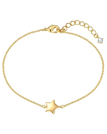 Bratara placata cu aur de 14K si decorata cu talisman in forma de stea si zirconia, Auriu