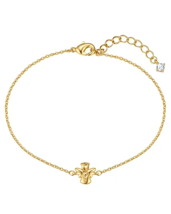 Bratara placata cu aur de 14K si decorata cu talisman inger, Auriu