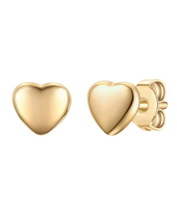 Cercei in forma de inima placati cu aur de 14K, Auriu
