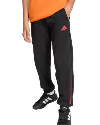 Pantaloni de trening cu logo si snur, Negru/Portocaliu