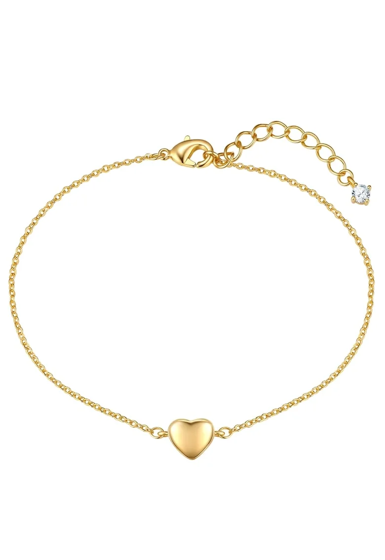 Bratara placata cu aur de 14K si decorata cu talisman in forma de inima, Auriu