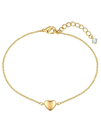 Bratara placata cu aur de 14K si decorata cu talisman in forma de inima, Auriu