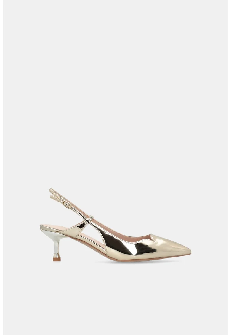 Pantofi slingback din piele lacuita, Auriu