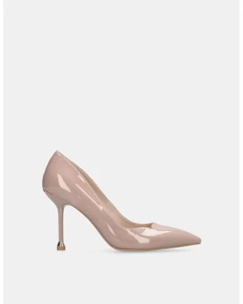 Pantofi din piele lacuita cu toc stiletto, Roz pal