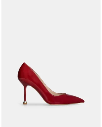 Pantofi din piele lacuita cu toc stiletto, Rosu