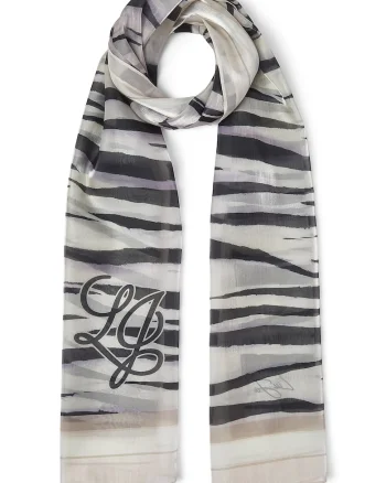 Esarfa cu model zebra, Negru/Bej deschis