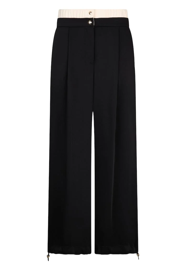 Pantaloni relaxed fit cu talie ajustabila, Negru
