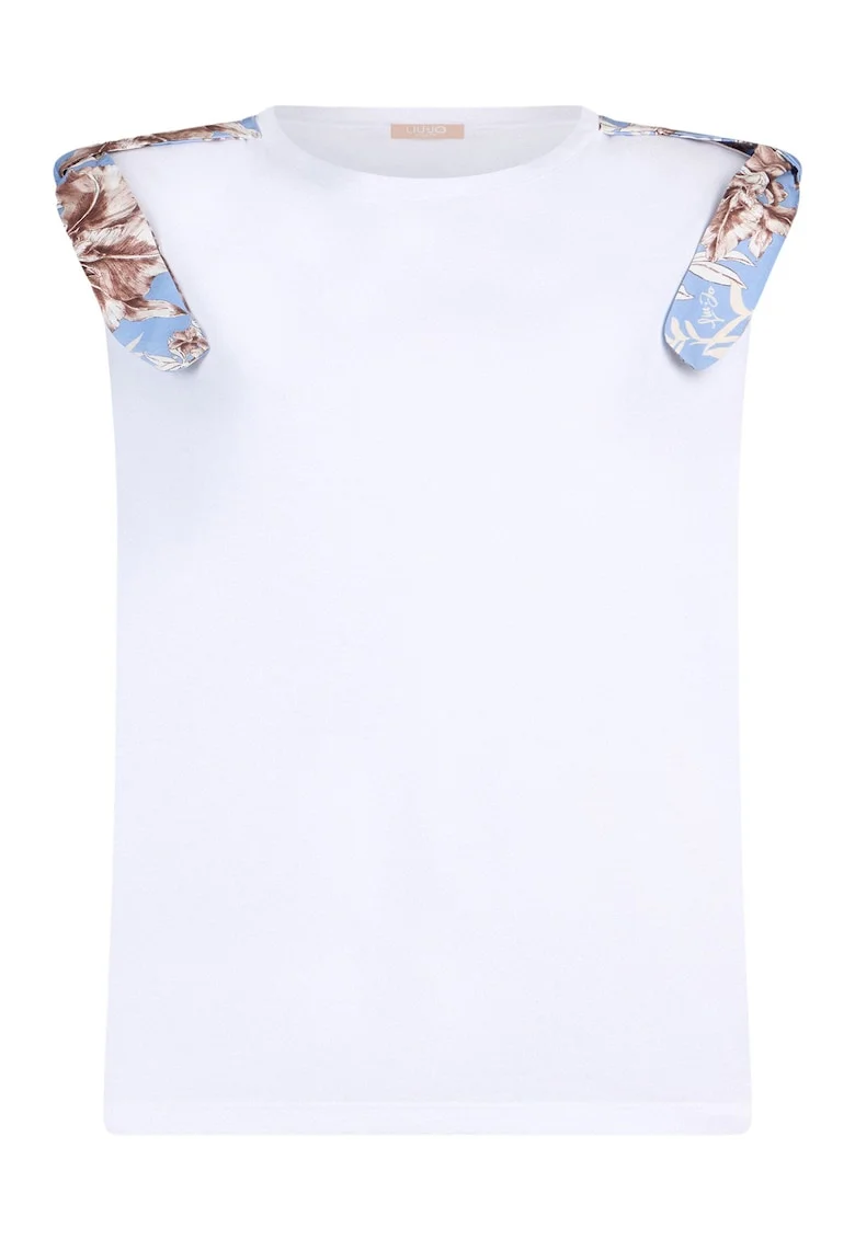 Liu J, Bluza cu umeri dublati, Alb/Albastru deschis